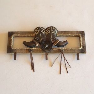 Rustic Cowboy Boot Hat/Keys  Hanger